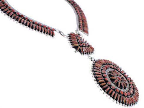 Southwest Jewelry Red Oyster Shell Link Necklace Earrings Set PX35830